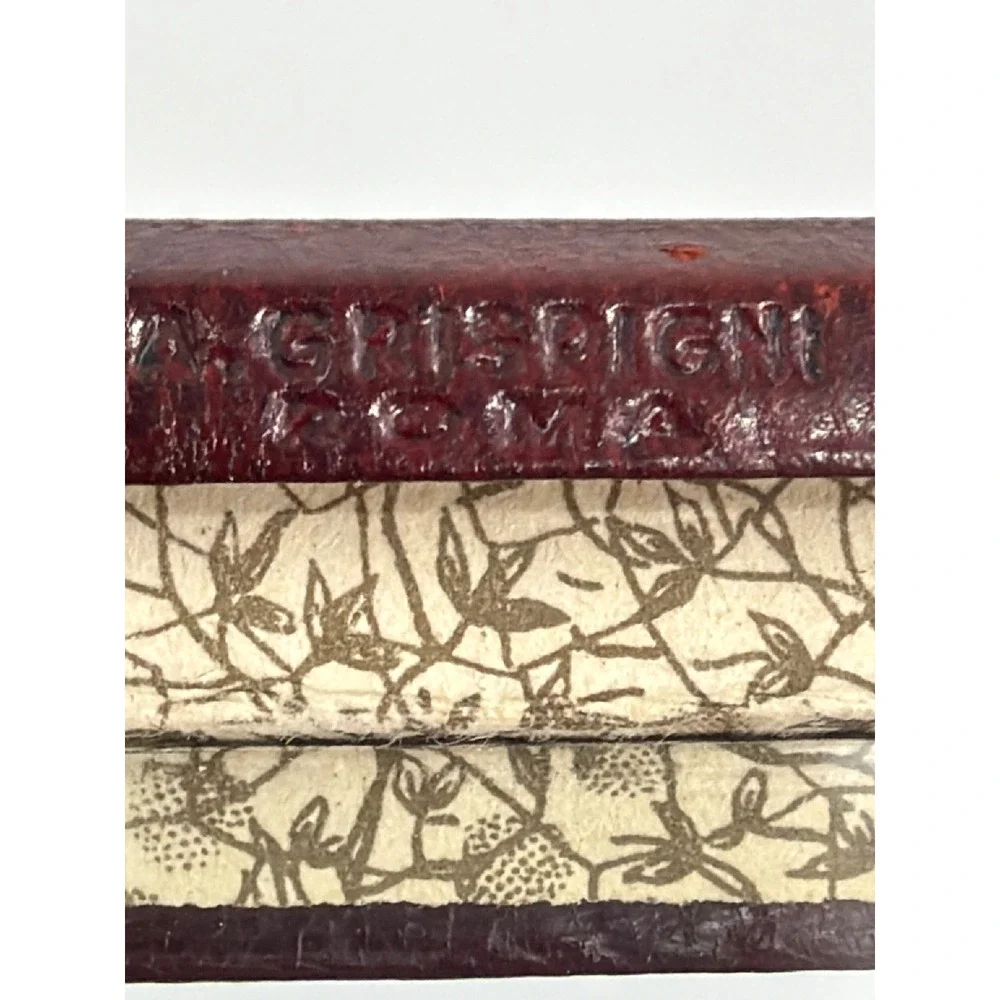Vtg A Grispigni Roma Italian Leather Picture Frame Burgundy Gold Gilt Tooled 4x6